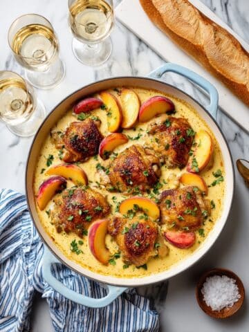 Creamy White Wine Braised Chicken with Herbs and Pink Lady Apples Recipe