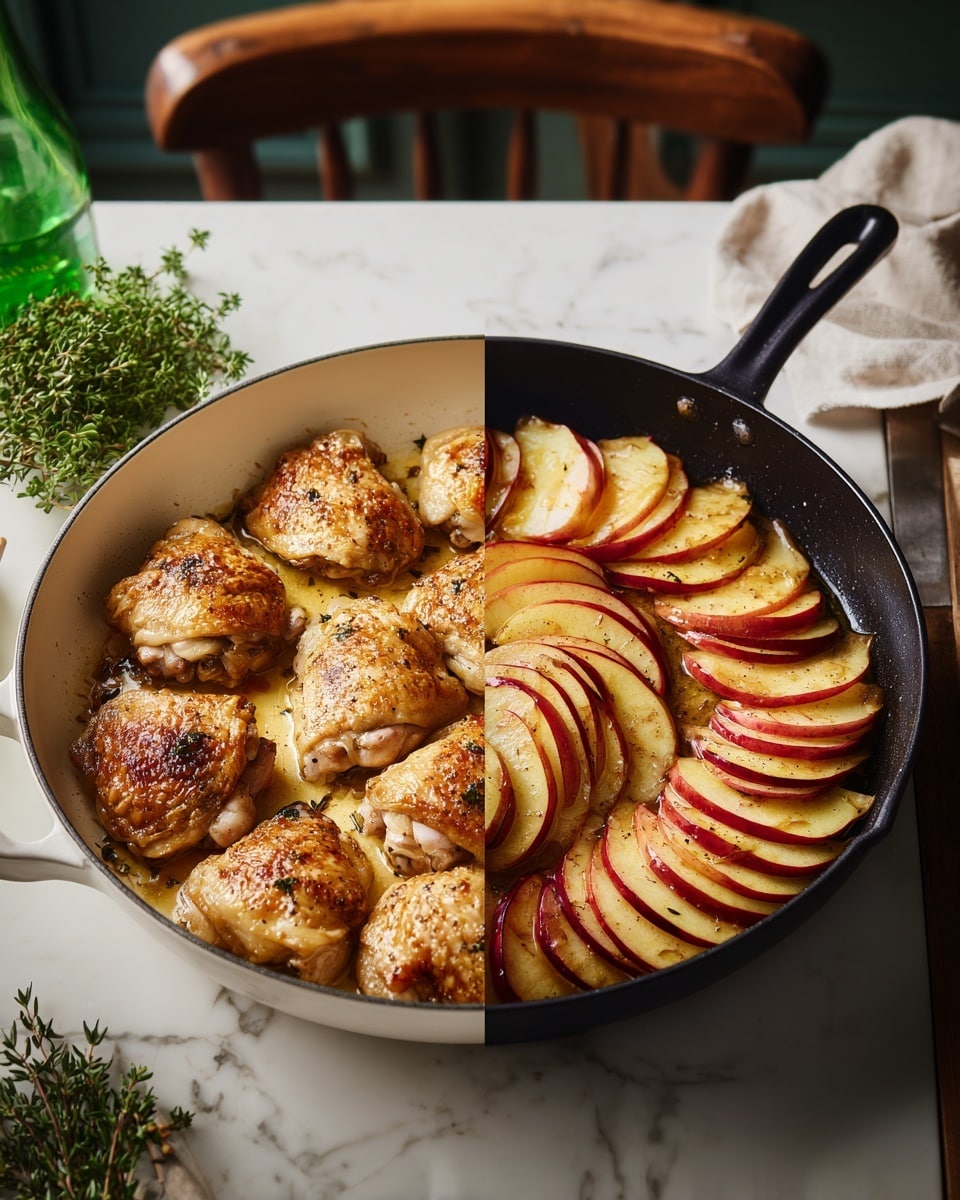 Creamy White Wine Braised Chicken with Herbs and Pink Lady Apples Recipe