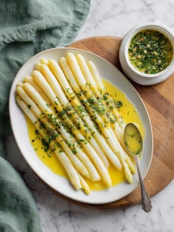 White Asparagus with Hollandaise Sauce and Fresh Herbs Recipe