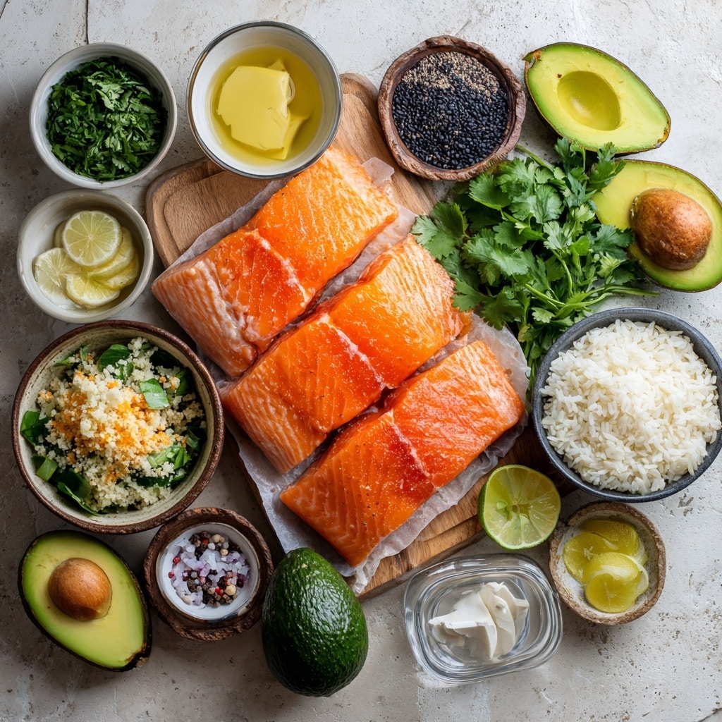 The image shows two white square baking dishes side by side on a white marbled surface. The left dish contains eight raw salmon pieces arranged in two rows with four pieces each, each salmon piece topped with green herbs and minced garlic in a light yellow sauce. The right dish has four cooked salmon pieces, two rows with two pieces, each covered with a similar green herb mixture and slightly browned on top, resting in a light buttery sauce with some herbs around. photo taken with an iphone --ar 4:5 --v 7