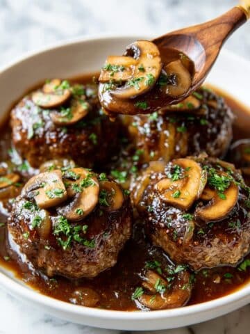 Savory Hamburger Steak with Mushroom Onion Gravy Recipe