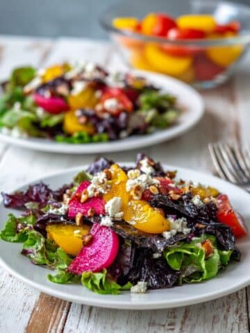 Roasted Beet Salad with Goat’s Cheese and Spiced Candied Pecans Recipe
