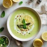 Creamy Vegan Asparagus Soup with Pistachio, Mint, and Lemon Recipe