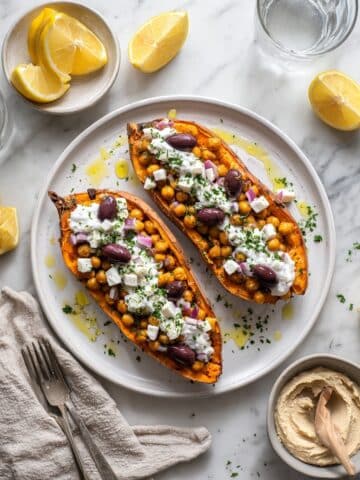 Mediterranean Stuffed Sweet Potato Boats Recipe