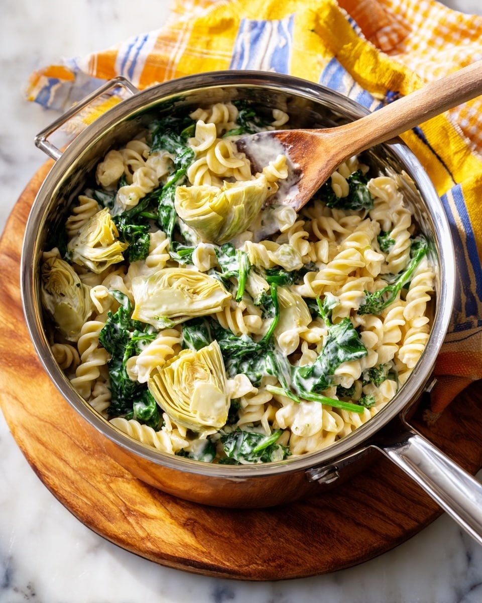 Lemon Pasta with Spinach, Artichokes, and Truffle Oil Recipe - Recipe Image