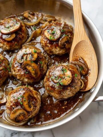 Savory Hamburger Steak with Mushroom-Onion Gravy Recipe