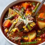 Hearty Vegetable Beef Soup with Potatoes and Green Beans Recipe