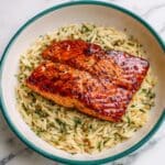 Brown Sugar Soy Glazed Salmon with Creamy Orzo Recipe