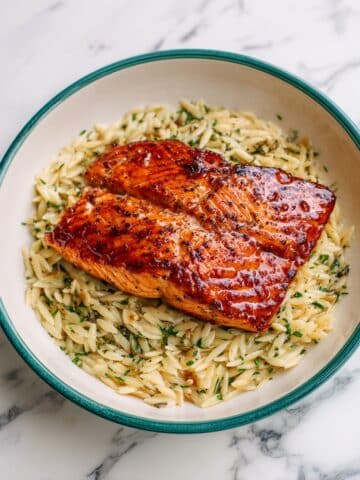 Brown Sugar Soy Glazed Salmon with Creamy Orzo Recipe