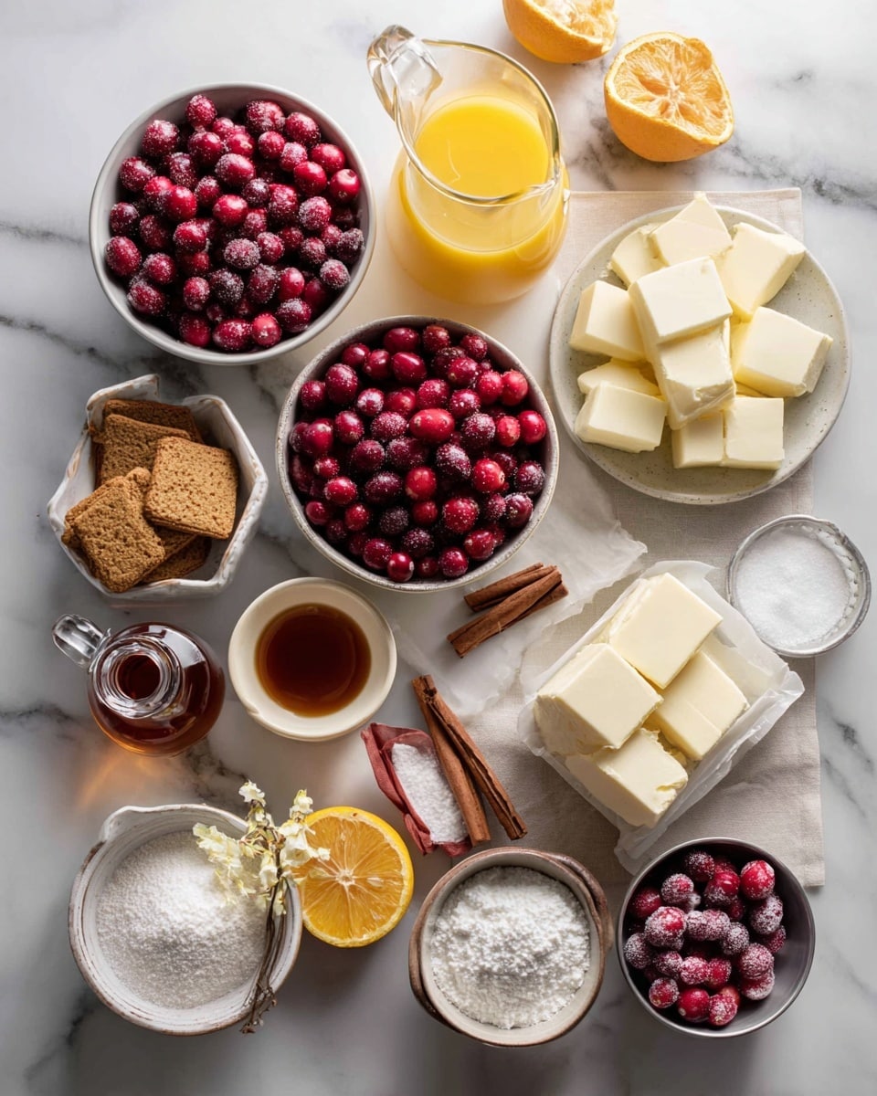 The image shows a four-step process of making cranberry sauce on a white marbled surface. In the top left, a stainless steel pot holds whole red and dark red cranberries with a cinnamon stick in clear water, with some loose cranberries scattered around. The top right shows a close-up of the cranberries boiling in the pot, with some cranberries bursting and foam forming on the shiny metal surface. The bottom left displays the pot with cooked cranberries now thick and chunky, stirred by a wooden spoon with traces of sauce on the sides, with cranberries scattered nearby. The bottom right features a smooth, deep red cranberry sauce served in a white bowl, spread evenly on the white marbled background. Photo taken with an iphone --ar 4:5 --v 7
