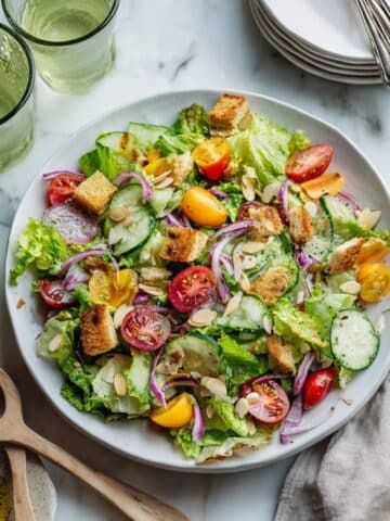 Simple Side Salad with Croutons and Parmesan Recipe