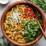 Chimichurri Pasta Salad with Roasted Red Peppers, Chickpeas, and Vegan Feta Recipe