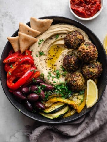 Harissa Meatballs with Whipped Feta and Roasted Vegetables Recipe