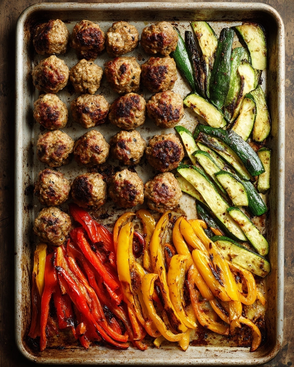 Harissa Meatballs with Whipped Feta and Roasted Vegetables Recipe - Recipe Image