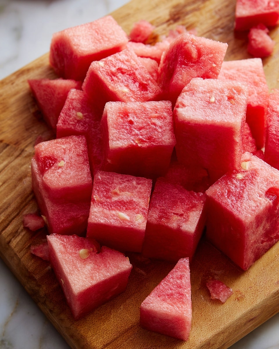 Sweet Watermelon Salad with Cherry Tomatoes and Basil Recipe - Recipe Image