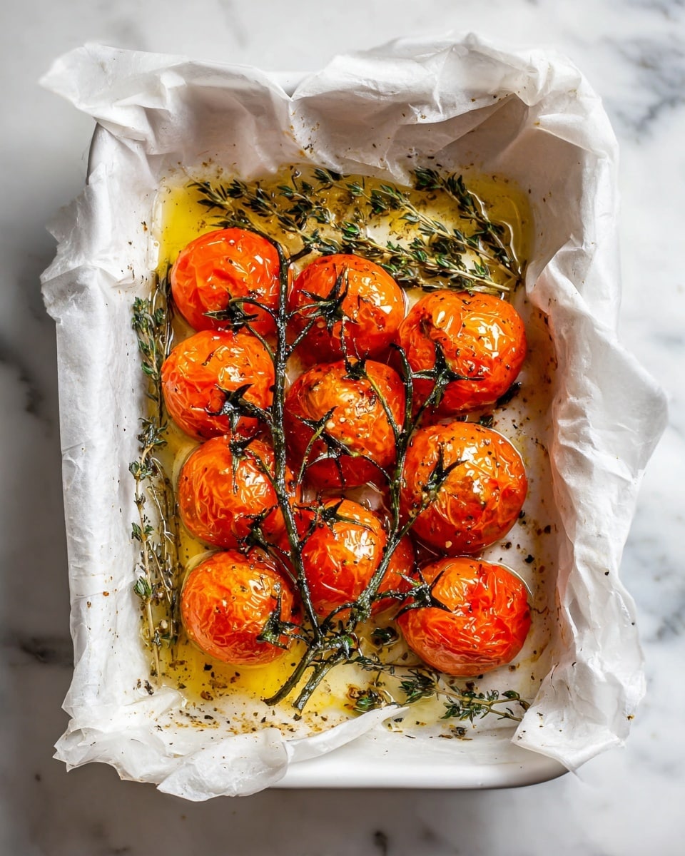 Creamy Vegan Garlic Pasta with Roasted Cherry Tomatoes Recipe - Recipe Image