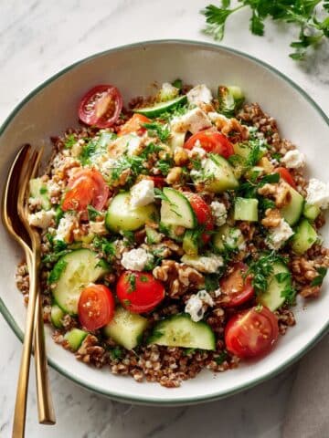 Farro Salad with Cherry Tomatoes, Feta, and Walnuts Recipe