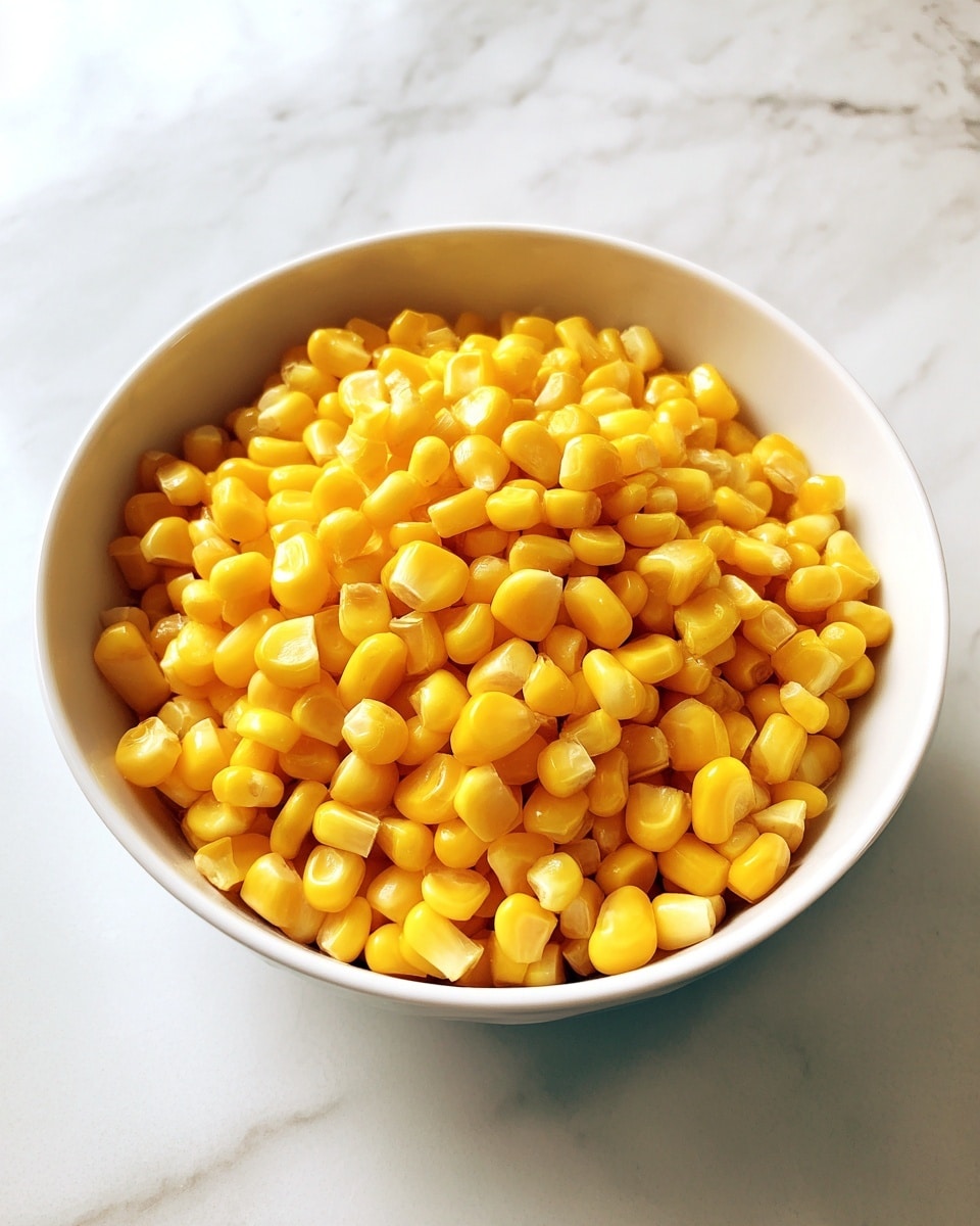 A white bowl filled with bright yellow corn kernels, each kernel smooth and shiny, stacked evenly to form one thick layer that slightly rises above the bowl’s edge, set on a white marbled surface, photo taken with an iphone --ar 4:5 --v 7
