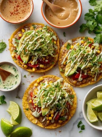 Vegan Grilled Corn Tostadas with Habanero Cream Sauce Recipe