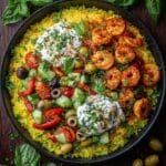 Greek Shrimp with Lemon Rice and Creamy Tzatziki Recipe