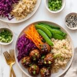Teriyaki Chicken Meatballs and Veggie Rice Bowls Recipe