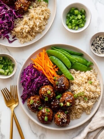 Teriyaki Chicken Meatballs and Veggie Rice Bowls Recipe
