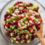 Three Bean Salad with Fresh Vegetables and Herb Dressing Recipe