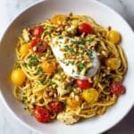Chicken Spaghetti with Burrata and Lemon Butter Garlic Sauce Recipe