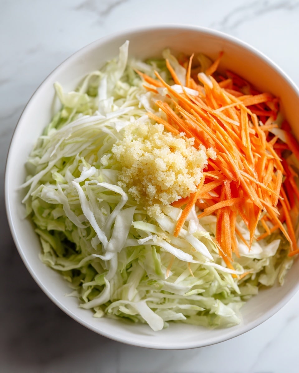 A white bowl filled with a colorful stir-fry dish that has three main layers: at the base there are small light brown crumbles of cooked meat, on top there are bright green pieces of bok choy and light orange thin carrot sticks, and scattered throughout are small white and black sesame seeds adding texture. A woman's hand is holding dark brown chopsticks, picking up some of the stir-fry, highlighting fresh, glossy vegetables mixed with the meat. The background is a white marbled surface. Photo taken with an iphone --ar 4:5 --v 7