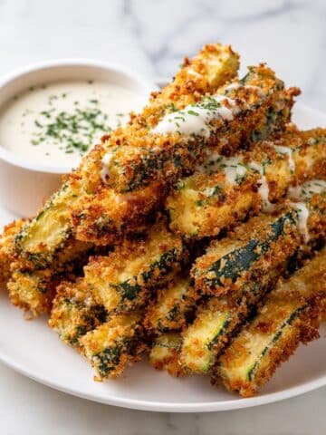 Air Fryer Zucchini Fries with Basil Garlic Mayo Recipe