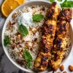 Citrus Chicken Kebabs with Fragrant Cardamom Rice Recipe