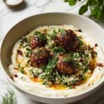 Harissa Meatballs with Fregola and Lemony Yogurt Recipe