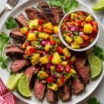 Grilled Flank Steak with Pineapple Marinade and Salsa Recipe