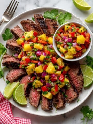 Grilled Flank Steak with Pineapple Marinade and Salsa Recipe