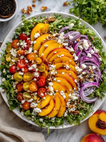 Grilled Peach Salad with Basil Vinaigrette Recipe