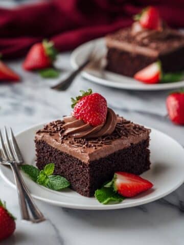 Chocolate Sheet Cake with Rich Cocoa Icing, Fresh Strawberries, and Chocolate Whipped Cream Recipe