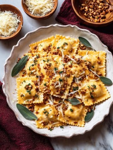 Browned Butter Sage Sauce over Ravioli with Hazelnuts and Panko Recipe