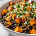 Sweet Potato Breakfast Hash with Poblano, Black Beans, and Feta Recipe