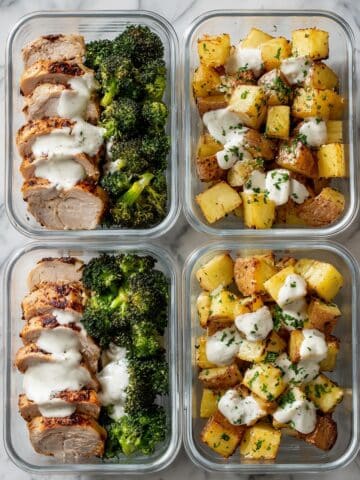 Ranch Chicken Meal Prep with Crispy Parmesan Potatoes and Roasted Broccoli Recipe