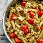 Easy Pesto Chicken Pasta for Two with Oven-Roasted Tomatoes Recipe