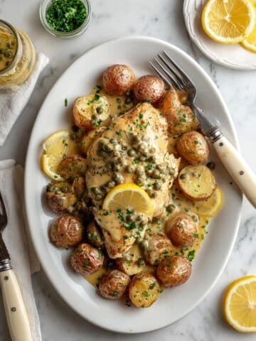 Baked Fish and Potatoes with Mustard Cream Sauce Recipe