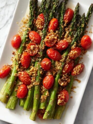 Roasted Asparagus and Tomatoes with Parmesan and Panko Recipe