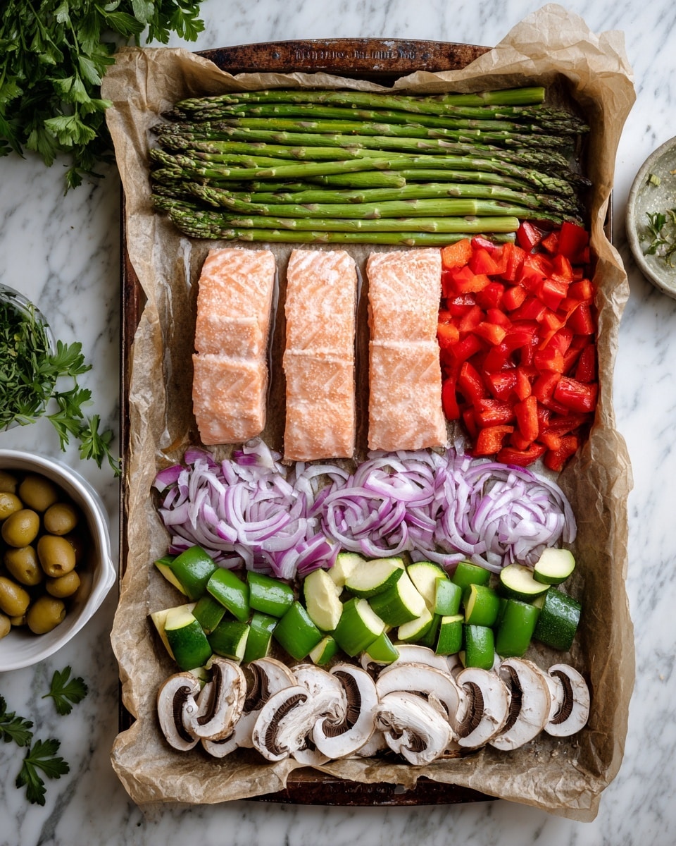 Sheet Pan Roasted Salmon with Vegetables Recipe - Recipe Image