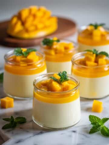 Mango Mousse with Lime Zest and Fresh Mango Topping Recipe