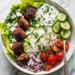 Greek Chicken Meatballs with Tzatziki and Fresh Veggies Recipe