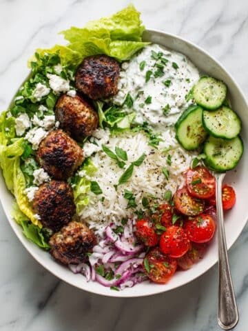Greek Chicken Meatballs with Tzatziki and Fresh Veggies Recipe