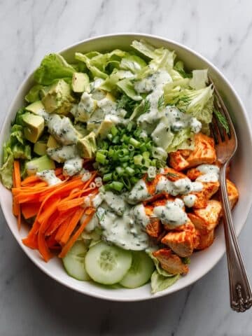 Healthy Buffalo Chicken Bowls with High Protein Ranch Dressing Recipe