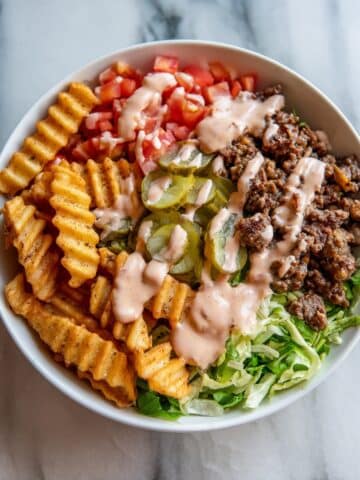 Burger Bowls with House Sauce and Ranch Fries Recipe