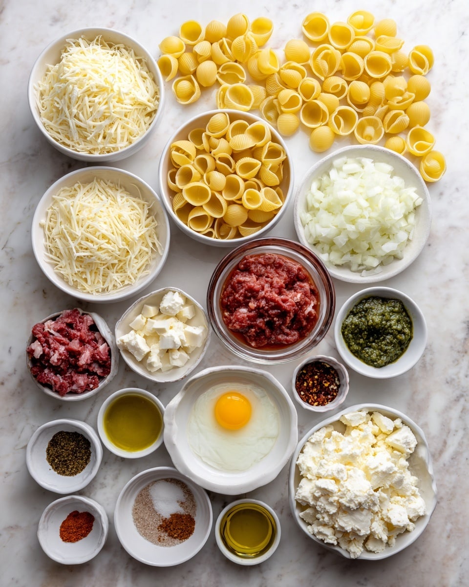 Beef Stuffed Shells with Ricotta, Mozzarella, and Pesto Recipe - Recipe Image