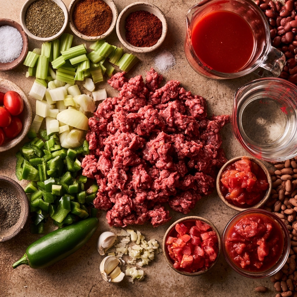 A close-up view of a white bowl filled with four distinct layers of ingredients, each occupying its own section. The bottom left part shows raw ground meat with a soft, slightly rough texture and a rich red color. Above it and to the right, there are small chopped white onions with a smooth, slightly shiny surface. Next to the onions on the top right, there are chopped green bell peppers, showing a vibrant green color and crisp texture. The bottom right section also contains chopped green celery with a lighter green shade and a firm, ribbed texture. The bowl rests on a white marbled surface. photo taken with an iphone --ar 4:5 --v 7